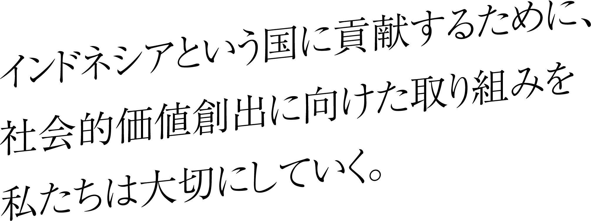 インドネシアという国に貢献するために、社会的価値創出に向けた取り組みを私たちは大切にしていく。